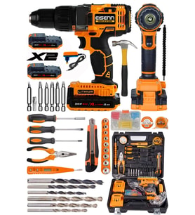 Çift Akülü Metal Matkap Seti, Turbo Şarjlı, 100 Parça Hediyeli