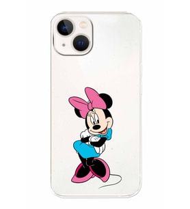 Apple iPhone 13 Mini Uyumlu Kamera Korumalı Tıpalı Kapak Minnie Mouse TasarımlıŞeffaf Kılıf