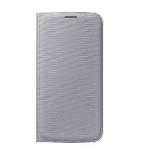 Galaxy S6 ile Uyumlu Flip Wallet (Tekstil) Gri EF-WG920BSEGWW