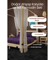 Natura Ci̇bi̇nli̇kli̇ Model Masif Ahşap Karyola ve 2 Adet Komodin Kolay Kurulum Fırınlanmış İthal Sibirya Çamı 150x200 Yatak Uyumlu 2 Adet Komodin