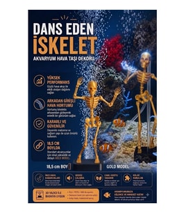 3D Baskı Gold Dans Eden İskelet Akvaryum Hava Taşı 18,5 cm