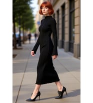 Kadın Bodycon Düz Desen Dik Yaka Maxi Triko Elbise Soğuk Kış Günleri İçin Konforlu ve Modern Şıklık