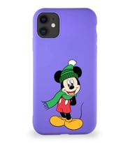 Apple iPhone 11 Soft Premier Kapak Mickey Mouse-G Tasarımlı Silikon Kılıf - Mor (Şeffaf)