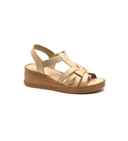 Venüs 24028801 Kadın Hakiki Deri Dolgu Topuk Comfort Sandalet (Bej)
