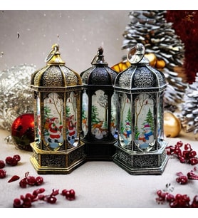 3 ADET VIP KALİTE NOEL BABA GEYİK KARDAN ADAM YILBAŞI FENERİ DEKOR LAMBA GÜN IŞIĞI PİLLİ LED IŞIK