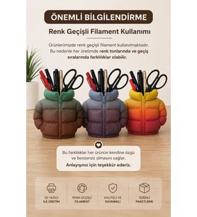 Şişme Mont Şeklinde Masaüstü Dekoratif Kalemlik, Renkli ve Eğlenceli Tasarım