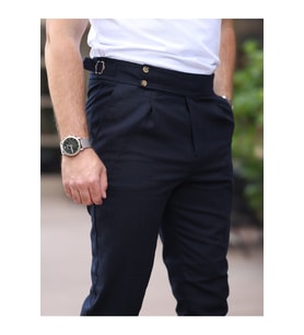 Keten Old Money Pantolon (Lacivert)