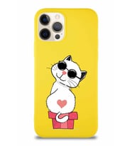 Apple iPhone 12 Pro Soft Premier Kapak Coolcat Tasarımlı Silikon Kılıf - Sarı (Şeffaf)