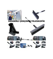 Yüksek Cam Sileceği Süngerli Çift Taraflı Cam Sil Çekçekli Cam Sileceği 96 Cm Uzunluk Teleskopik Sap Siyah Çekçek 3