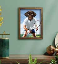 Evcil Dostlara Özel Tenis Oyuncusu Tasarımlı Portre Doğal Masif Ahşap Çerçeveli Tablo 30x40cm-3
