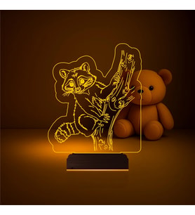 Luvivia Çocuk Odası Rakun 3D Lamba - Masa Gece Lambası
