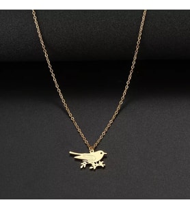 Kişiye Özel 925 Ayar Gümüş Kuş Kolye (Gold)