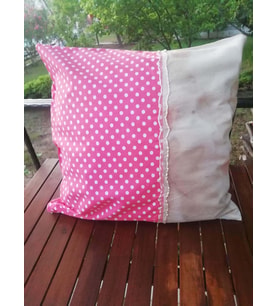 Doğal Boyama, Ekolojik Baskılı Pamuklu Kırlent, El Yapımı, Tasarım, Pembe, Bej, Moli Tasarım