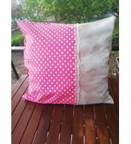 Doğal Boyama, Ekolojik Baskılı Pamuklu Kırlent, El Yapımı, Tasarım, Pembe, Bej, Moli Tasarım