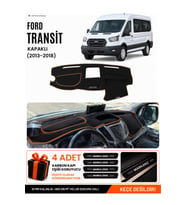 FORD TRANSİT KAPAKLI (2013-2018) Uyumlu Torpido Örtüsü Torpido Kılıfı - Siyah Kahverengi