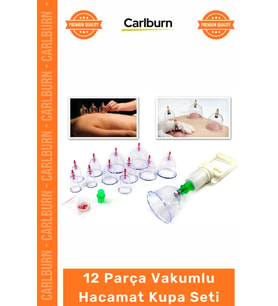 #Hacamat Profesyonel Terapi Masaj Selülit Giderici Set 12 Parça Vakumlu Hacamat Kupa Çekme Seti