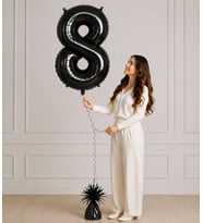 100 cm Siyah 8 Rakamlı Helyumlu Folyo Balon – Şık ve Modern Parti Dekoru