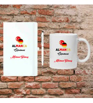 Öğretmenler Günü Hediyesi - Almanca Öğretmenine Hediye - Kişiye Özel Defter, Kupa ve Kalem Seti
