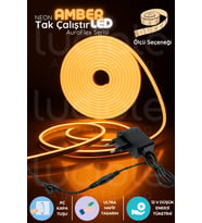 3 Metre Turuncu Neon LED Şerit  AuraFlex  Aç-Kapa Tuşlu Fişli Amber Dekor Işığı