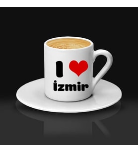 Memleket Temalı İsme Özel Kalpli Kahve Fincanı Tekli