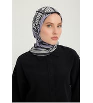 Schaless Süvarinin Arması - Somon - Vierra Desenli Viskon Eşarp - 90x90 Cm (Lila)