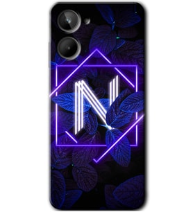 Realme 10 4G Kılıf HD Desen Baskılı Kılıf - Dark Neon Yaprak N Harfi