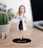 Kişiye Özel Doktor Tasarımlı Karikatür Ahşap Biblo Bayan Model-3