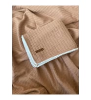 Cunda Serisi Örgü Desen %100 Pamuk Bebek Pike Battaniye Latte Kahve// 120x1