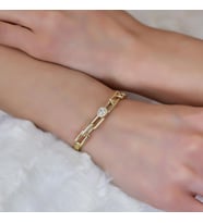 Goldium Şık Baget Model Altın Zincir Bileklik (Sarı)