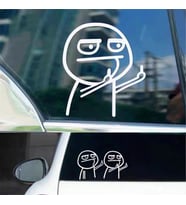 Orta Parmak komik Sticker Etiket Yapıştırma Araba Yapıştırma Beyaz