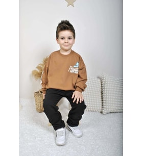 ERKEK ÇOCUK SNOOPY MODELLİ PAMUK BİSİKLET YAKA EŞOFMAN TAKIMI