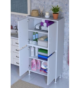 Eliusta Nuve Geniş Depolama Alanlı Dolap 70 cm Banyo/Mutfak Çok Fonksiyonlu 70x138x32,5 cm Saklama Dolabı (Beyaz)