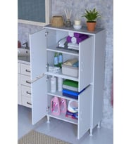 Eliusta Nuve Geniş Depolama Alanlı Dolap 70 cm Banyo/Mutfak Çok Fonksiyonlu 70x138x32,5 cm Saklama Dolabı (Beyaz)