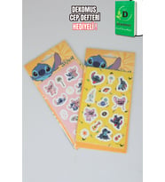 x Dekomus Lisanslı Stitch 2'li Kuşe Sticker Ve Dekomus Cep Defteri Seti