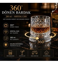 360 Derece Dönen Kristal Cam Bardak 280 ml