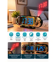 Lexroo LED Dijital Masa Saati Şık Tasarım Alarm Özelliği Parlaklık Ayarı Sıcaklık ve 12 24 Saat