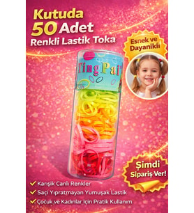 50 Adet Renkli Lastik Toka Seti Kutu İçinde Karışık Renkli Saç Lastiği Çocuk Kadın Saç Tokası