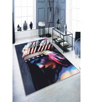 Pembe Kızıl Derili Temalı Kaymaz Taban Yıkanan Halı RV329 - 100 x 160 cm