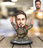 Kişiye Özel Asker Karikatürlü Ahşap Biblo Bay-2-Eco