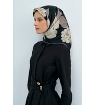 Armine Saf İpek Sura Eşarp-2026 İlkbahar-Yaz- 950900D (Siyah-Taş)