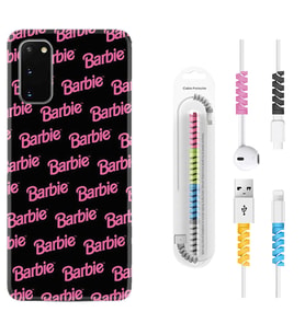 Samsung A02S A03S A10 A12 A13 A21S A22 Kılıf Kablo Koruma Spiral Silikon Barbie 1404