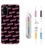 Samsung A02S A03S A10 A12 A13 A21S A22 Kılıf Kablo Koruma Spiral Silikon Barbie 1404