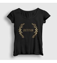 Presmono Kadın Beyaz Dietitian Sağlık Hediye Diyetisyen T-Shirt 521011tt (Siyah)