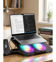 Notebook Soğutucu Stand RGB Aydınlatmalı İki Fanlı Laptop Altlığı