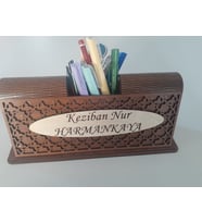 ahşap dekoratif masaüstü isimlik kalemlik