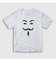 Presmono Unisex Çocuk Beyaz Mask Film V For Vendetta T-Shirt 256000tt (Beyaz)