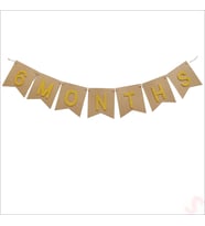 6 Months Simli Evalı Kraft Banner, 110cm x 17cm - Altın