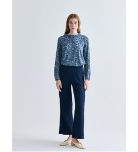 LCW EVERYDAY Lacivert Beli Lastikli Dokulu Kadın Pantolon