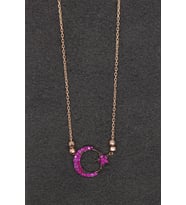 Bella Gloria Kırmızı Ayyıldız Rose Gümüş Kolye (TGK0186)