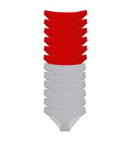 12 adet Eko Set Likralı Kadın Slip Külot Kırmızı Gri